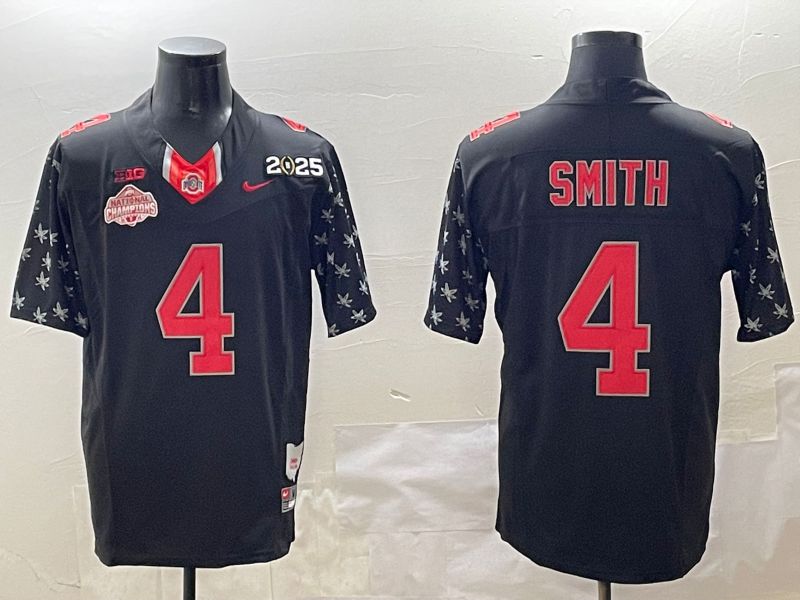 Men Ohio State Buckeyes #4 Smith Black Three generations Nike 2025 NCAA Jersey->ncaa teams->NCAA Jersey